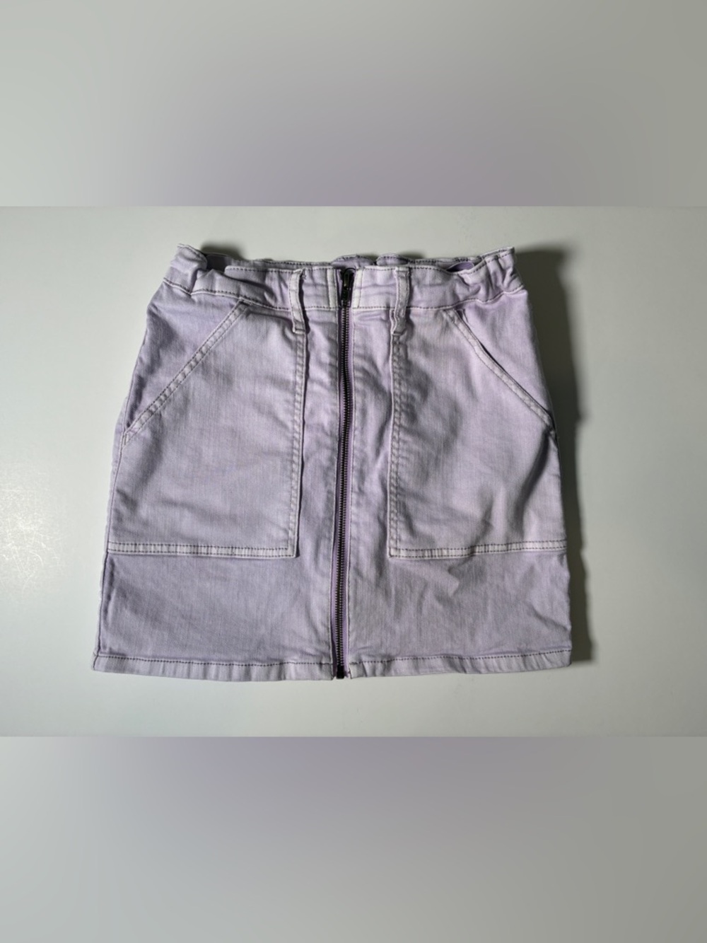 Light Purple Art Class Front Zipper Denim Skirt